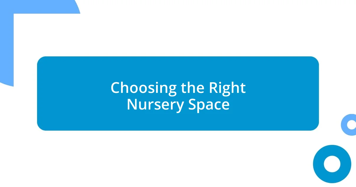 Choosing the Right Nursery Space